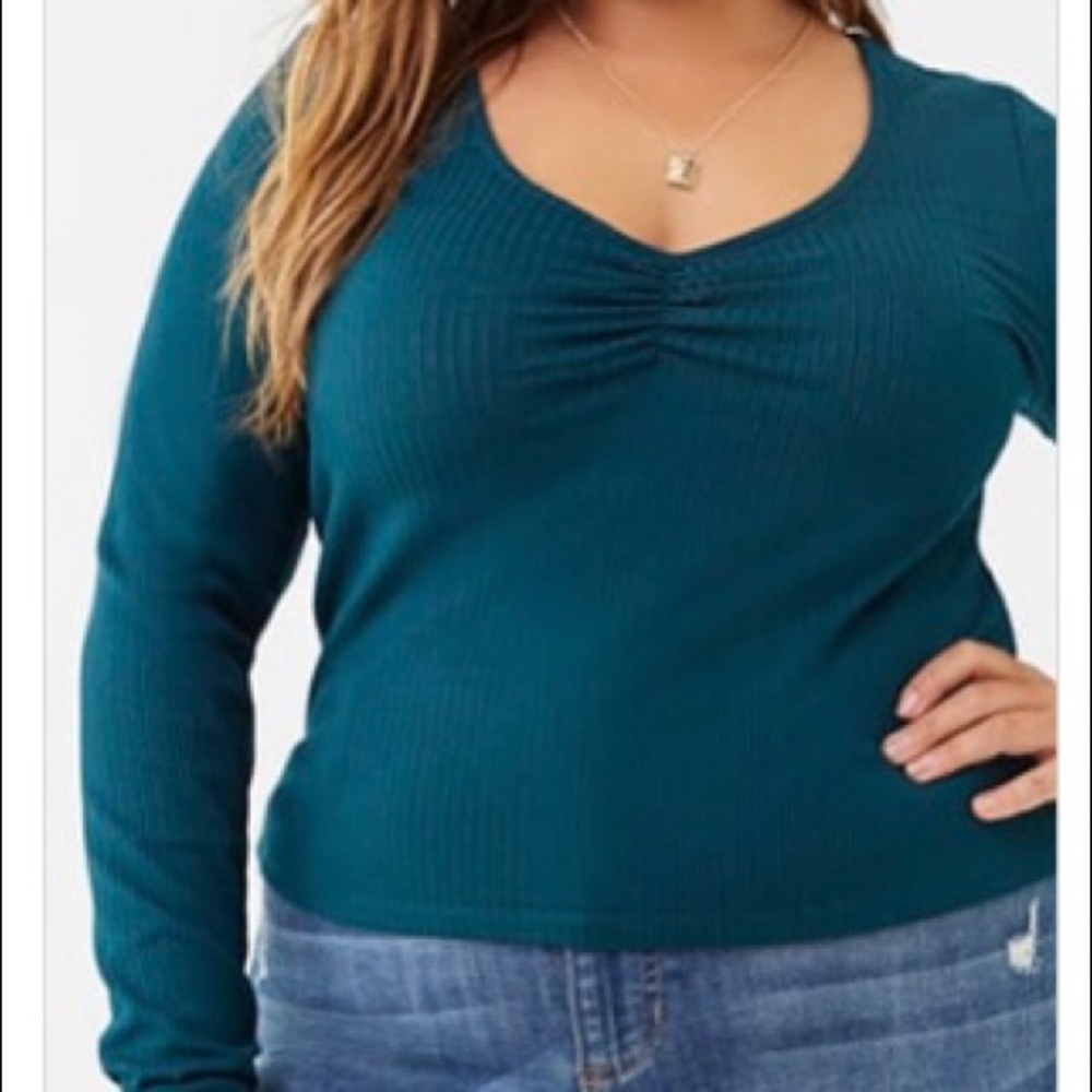 Forever 21 Plus Teal Long Sleeve